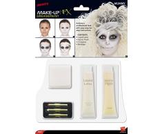 Smiffys-39671 Halloween Kit de Efectos Especiales de Momia, látex líquido y Carne horrorosa 28.3ml, Vendaje, Rojo y lápiz Negros, Color Blanco, No es Applicable (39671)