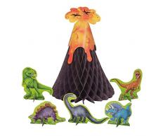 Unique Party- Decoración de Mesa de Dinosaurios y Volcán Conjunto de 6 (58309)
