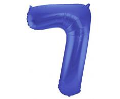 Folat 65927 Aluminio Número Figura 7 Metalizado Azul Mate 86 cm-decoración Globos de Helio para cumpleaños, Aniversario, Color