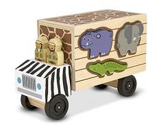 Melissa & Doug Camión de Rescate de Animales, Safari, Clasificador de formas y encastre, Juguetes de Desarrollo, Juego Educativo, Juguete de Madera, Montessori, Regalo para Niños y Niñas 2+