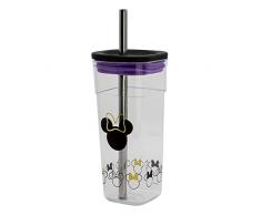 Stor Vaso Cube Alto de plÃ¡stico con Pajita de Acero Inoxidable - 540 ml de Minnie Mouse