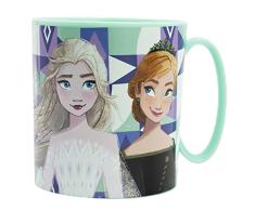 ALMACENESADAN, 2061; Taza de plástico Reutilizable Apta para microondas, de la Licencia de Disney Frozen, Libre de BPA y Capacidad para 350ml