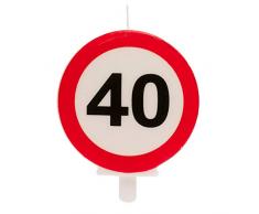 Dekora - Vela Cumpleaños con Señal de Prohibido para Decoracion de Tartas - Numero 40