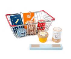 small foot company- Conjunto de Alimentos en la Cesta de Compra Fresh de Madera,Juego de Accesorios para la Cocina de los niños Juguetes, Multicolor (11443)