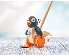 Selecta-Figura de pingo, Juguete de Arrastre de Madera, 13 cm, Color (62071)