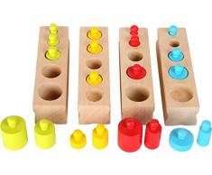 Small Foot 10525 - Juguete de Madera con Forma de pie, 4 Filas de Madera, Incluye Cilindros de Diferentes tamaños, promueve la comprensión del Volumen