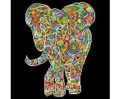Diamond Dotz - Lienzo con Diseño Elefante Caleidoscópico, Pintura de Diamantes, Nivel Intermedio, Dimensiones 40 x 40