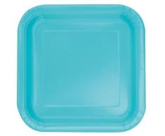 Unique- Platos Cuadrados de Papel Ecológicos-18 cm Azul Cerceta-Paquete de 16, Color teal (46861EU)