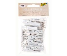 Folia 2293 - Pinzas de madera (48 unidades, 3 tamaños), color blanco , color/modelo surtido