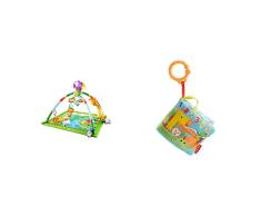 Fisher-Price Gimnasio Musical Infantil Animalitos de la Selva Juguete Con Música, Luces, Sonidos y Manta Lavable + Libro activity bebé, juguete para bebé recién nacido