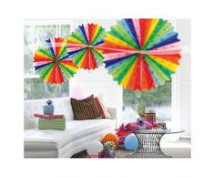 Folat- Ventilador Panal de arcoiris-45 cm, Multicolor (60363)