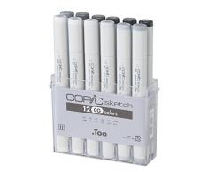 Copic Sketch Cool Gray - Juego de 12 Copas de Vino C00, C0, C1, C2, C3, C4, C5, C6, C7, C8, C9, C10