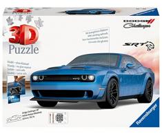 Ravensburger - 3D Puzzle Dodge Challenger Hellcat Blu, Vehiculos, 108 Piezas, 10+ Años