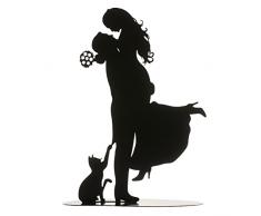 Dekora - Decoracion Boda | Topper Decoracion Nupcial - Figura Novios con Gato