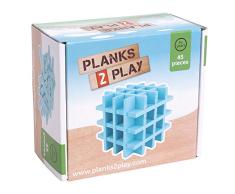 New Classic Toys P2CLB45 Tablones de Madera, 45 Piezas, Color Azul Claro