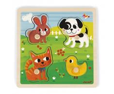 Janod - Mis primeros animales, puzzle táctil, 4 piezas (Juratoys J07080)