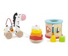 Small Foot Company Set Juguete Madera con retráctil, Torre apilable y Juego para Encajar Piezas, en un diseño Colorido y amigable, Entrena la motricidad Fina y Despierta la curiosidad de los más pequeños, para niños a Partir