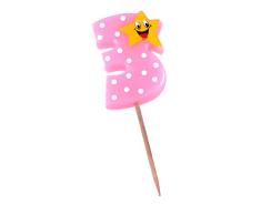 Party TIME-DS8069-3-0001 Vela con número 3, Color Rosa. (Arpex DS8069-3-0001)