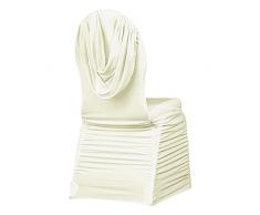 CV Linens- Funda para Silla de Banquete de Elastano, 86 cm x 46 cm, Fruncido en la Parte Posterior, Marfil, 1 Unidad, Color (8271us)