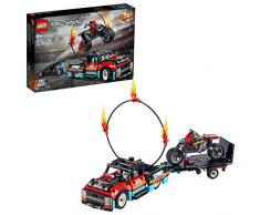 LEGO Technic - Espectáculo Acrobático: Camión y Moto, Set de Construcción de Juguete con Modelo 2 en 1 y Motor Pull-back, Incluye un Aro de Fuego de Juguete (42106)