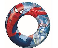 BESTWAY 98003 - Flotador Hinchable Infantil Spiderman 56 cm Vinilo Resistente Diseño Azul y Rojo con Válvulas de Inflado Rápido Para Niños y Niñas Mayores de 3 Años