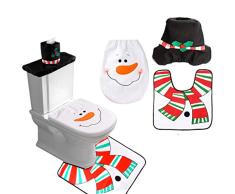 SHATCHI muñeco de nieve asiento de inodoro cubierta y estera baño conjunto de Navidad decoración del hogar accesorios de fiesta 3 unids, color blanco (Gifts 4 All Occasions Ltd 5056141000084)