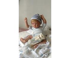 Bebè Reborn Valentìn,Reborn Vinilo DE Silicona,con ROJECES,Pliegues,CAIDA DE CABECITA,52CM Y 2,3KG.Vestido Y con COMPLEMENTOS DE UN Bebe Real.Hecho EN ESPAÑA,con Certificado DE AUTENTICIDAD.