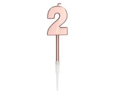 Folat 67032 Vela Número 2 Oro Rosa Metálico, color rose gold