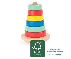 small foot company- Juego de Habilidad Torre de apilamiento Move it con diseño de Samll Foot de Madera FSC 100% certificada. Juguetes, Multicolor (Small by Legler 10946)