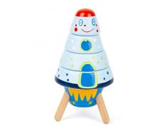 11450 Cohete para apilar Space, Small Foot, de Madera, Juguete de motricidad, 5 Piezas