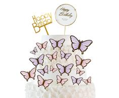 20 piezas para decoración de tartas, decoración de mariposas, tarta de cumpleaños, mariposa, tarta de cumpleaños, decoración para fiestas de cumpleaños, baby shower boda