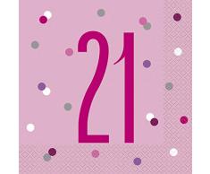 Unique Party- Servilletas de papel, Color pink & silver (83568)