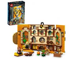 LEGO 76412 Harry Potter Estandarte de la Casa Hufflepuff, Sala Común del Castillo de Hogwarts o Cuadro de Pared, Juguete de Viaje Coleccionable, 3 Mini Figuras