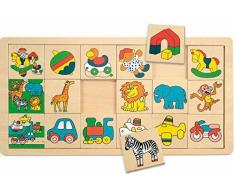 Woodyland Haz Juego de Aprendizaje del Juego de lotería Animales Puzzle Fotos Madera Juguetes de Madera KINDERLAND