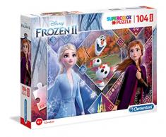 Clementoni 23739 Clementoni-23739-Supercolor Disney Frozen 2-104 - Puzzle para niños, Multicolor