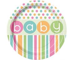 Partido Ênico 23 cm Platos ducha partido bebé (Paquete de 8, en colores pastel)