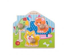 EverEarth - Mascota, Puzzle de Madera con botón de Agarre (EE33733)