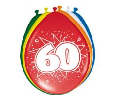 Folat - 60 Año Globos para Fiesta Decoración - Multicolor - 12In/30cm - 8 piezas , color/modelo surtido