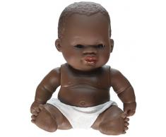 Miniland – miniland31144 21 cm African Girl muñeca sin Ropa Interior en Bolsa