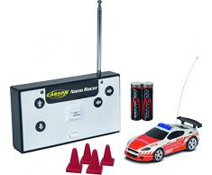 Carson 500404180 Nano Racer - Coche teledirigido (27 MHz, 100 % RTR, Incluye Vitrina de Almacenamiento), Color Naranja