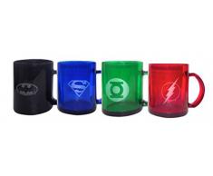 SD Toys SDTWRN89216 - Set de 4 tazas de cristal (SDTWRN89216) - Set de tazas transparentes DC Comics