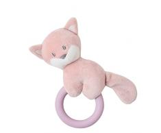 Nattou Peluche sonajero de poliéster con mordedor de silicona, Zorrita Alice, Aprox. 15 cm, Alice y Pomme, Rosa