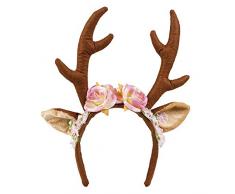 Boland 04276 – Diadema de Reno con Orejas y Flores, Ciervo, Gorro, Accesorio, Fiesta temática, Carnaval