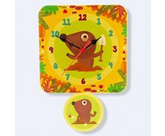 Dida - Reloj de Pared para niños - Topos - Reloj de Pie para Niños de Madera