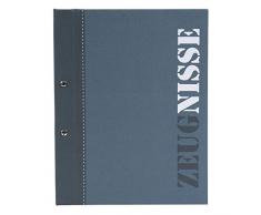 goldbuch 36114 - Carpeta para certificados, DIN A4, con cierre de rosca y 12 bolsillos transparentes, estructura de lino con 12 fundas, aprox. 24 x 31 x 1,5 cm