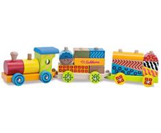 Eichhorn - Tren de Madera con 15 Bloques de Construcción y 18 Piezas en Total, para Niños a partir de 1 Año