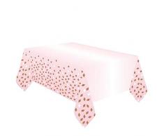 amscan 9906361 – Mantel de Oro Rosa cumpleaños, tamaño 180 x 120 cm, de Papel, bautizos, cumpleaños, Bautizo o Fiesta en el jardín, decoración de Mesa, Mesa de Fiesta, vajilla desechable