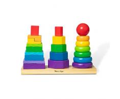 Melissa & Doug Apilador Geométrico con 25 piezas, Juguetes De Desarollo, Juguete educativo de madera, Juguete Montessori, Regalo para niños y niñas de 2 3 4 5 años