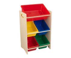 KidKraft 15472 Estantería infantil Sort It and Store It con 5 contenedores para almacenaje, muebles para salas de juego y dormitorio de niños - Primario y natural