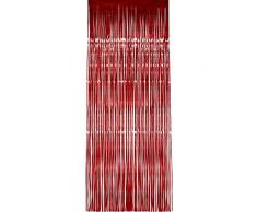 Smiffys-21718 Cortina de Flecos Brillantes, Metálica, 91cm x 244cm, Color Rojo, No es Applicable (21718)